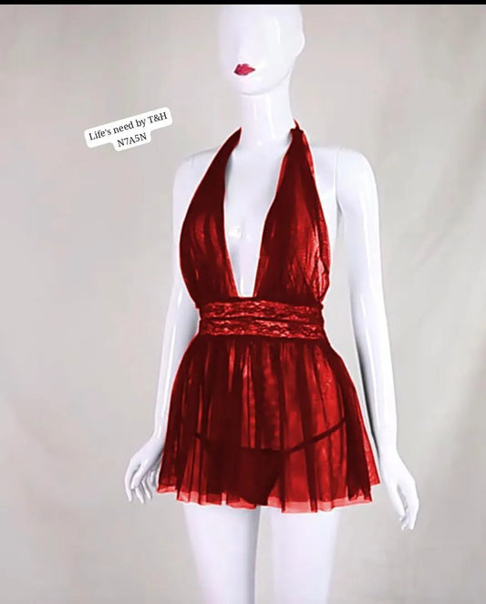 2 Pcs Net Frilly Comfortable And Breathable Nightgown