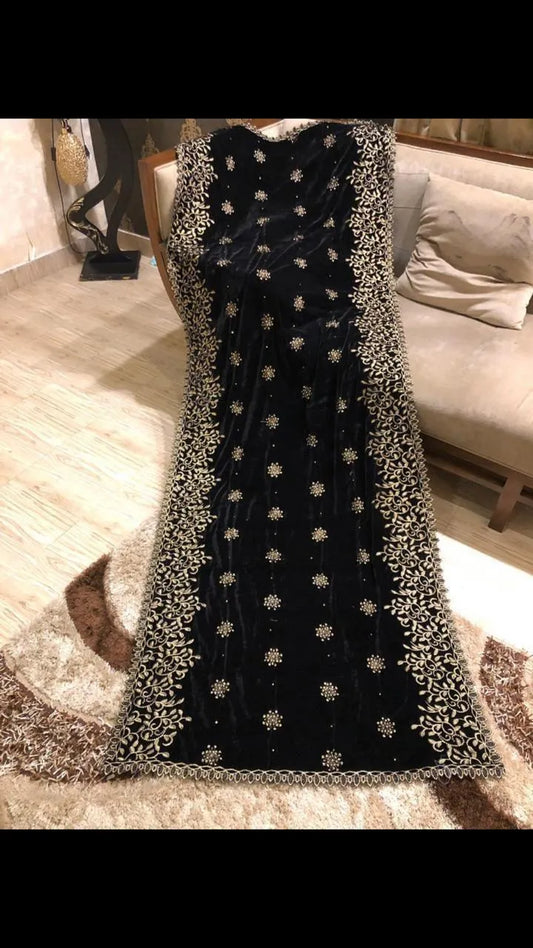 Women's Velvet Embroidered Shawl