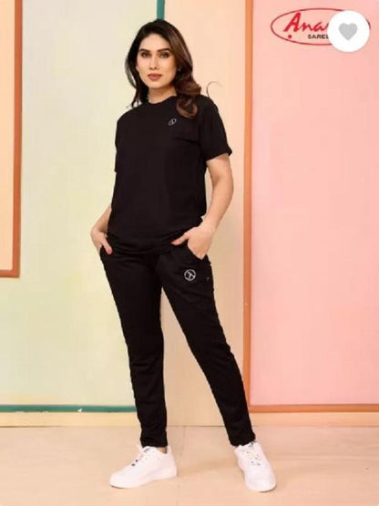 Trendy Printed Tracksuit - 2 Pcs Set in Black