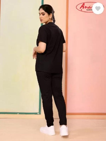 Trendy Printed Tracksuit - 2 Pcs Set in Black