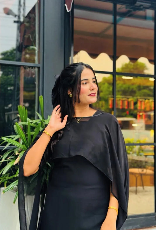 1 Pc Women's Stitched Chiffon Plain Maxi