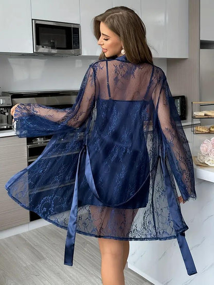 Luxurious Blue Silk Nightwear Set - Light Weight &amp; Comfortable