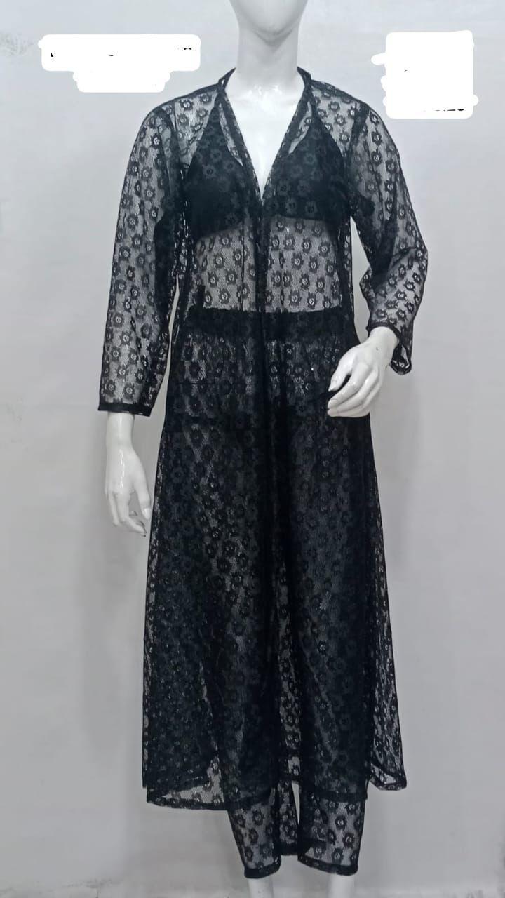 Charming Night Suit for Women - 2 Pcs Lace-Work Nightgown