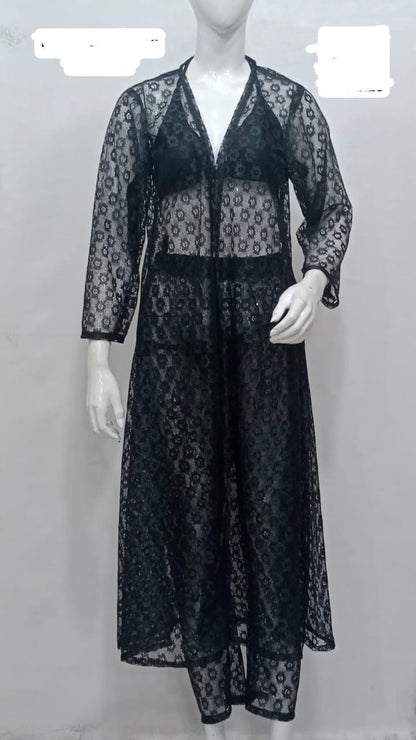 Charming Night Suit for Women - 2 Pcs Lace-Work Nightgown